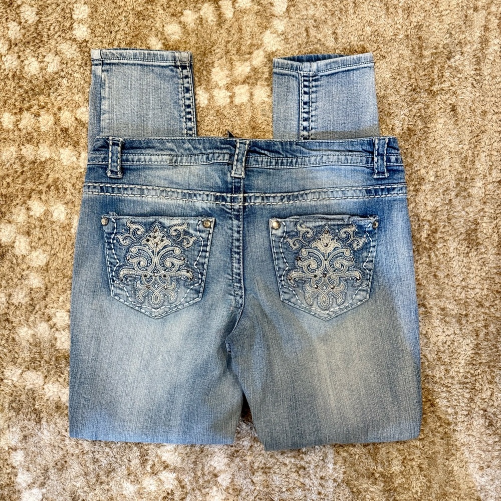 Paisley Sky Light Wash Stretch Skinny Jeans
